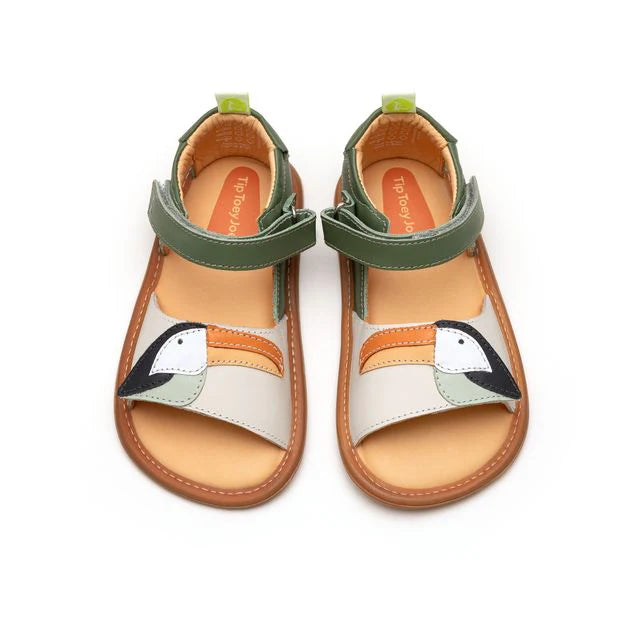 Sandalia Barefoot Tucan Tapioca y verde