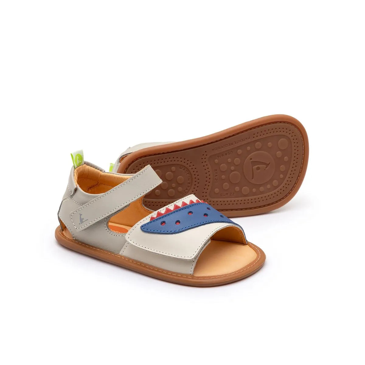 Sandalia Barefoot Crunchy Tapioca y Azul