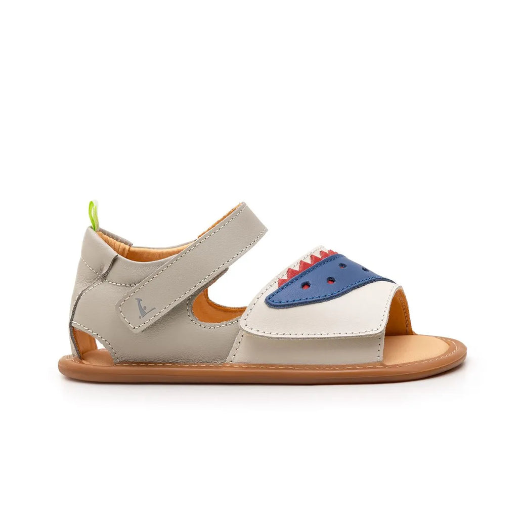 Sandalia Barefoot Crunchy Tapioca y Azul